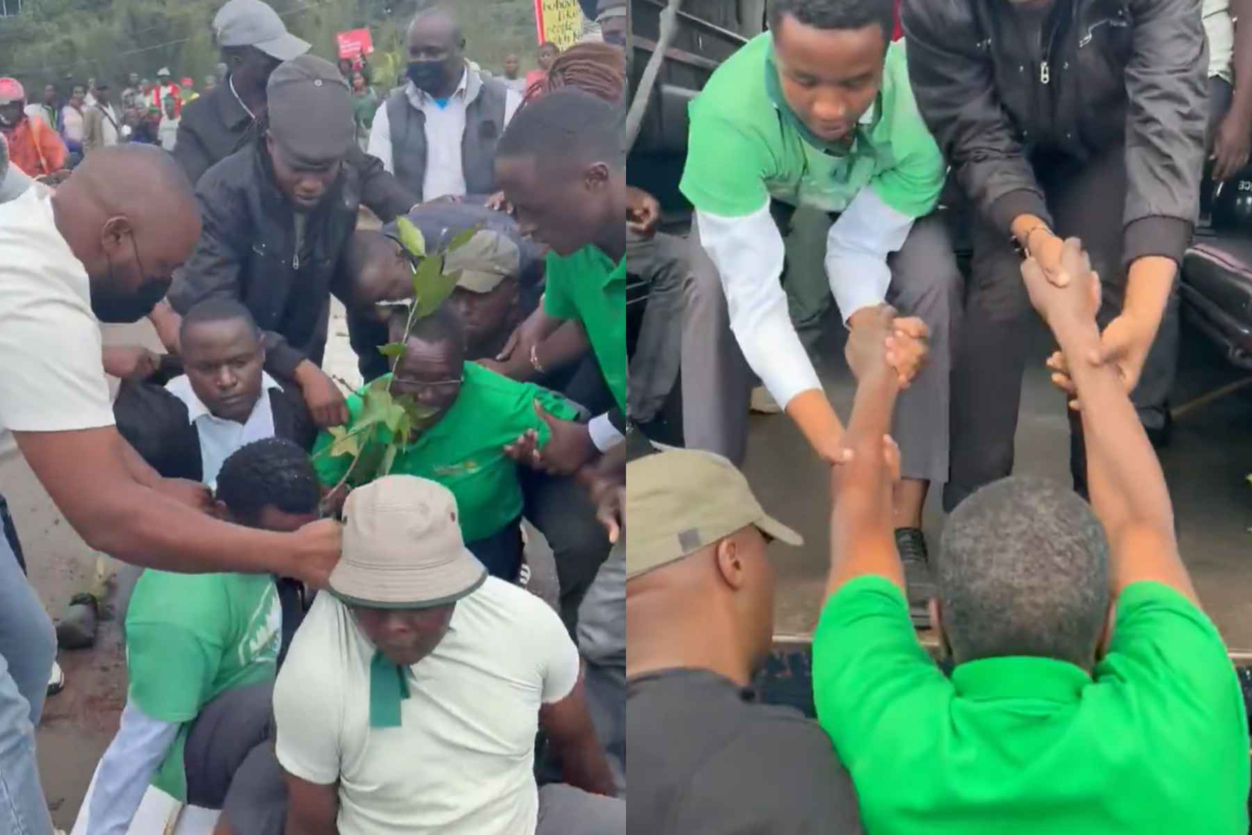 Collage photo of David Maraga being arrested outside the Nairobi National Park.